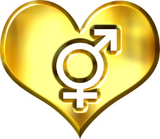 male and female sex symblols in heart